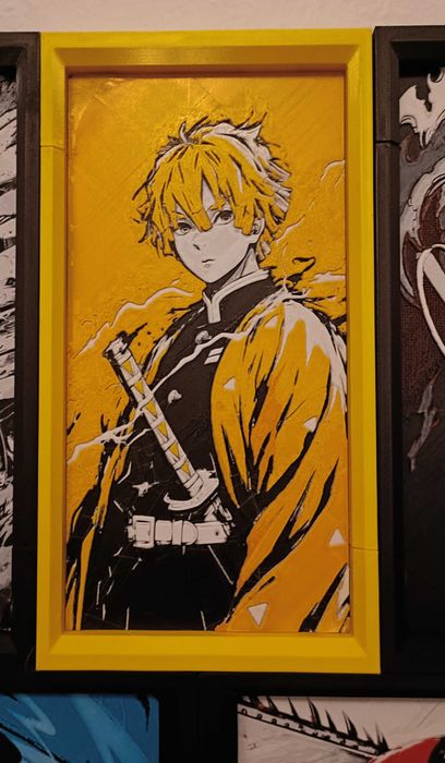 Quadro em relevo - demon slayer - zenitsu