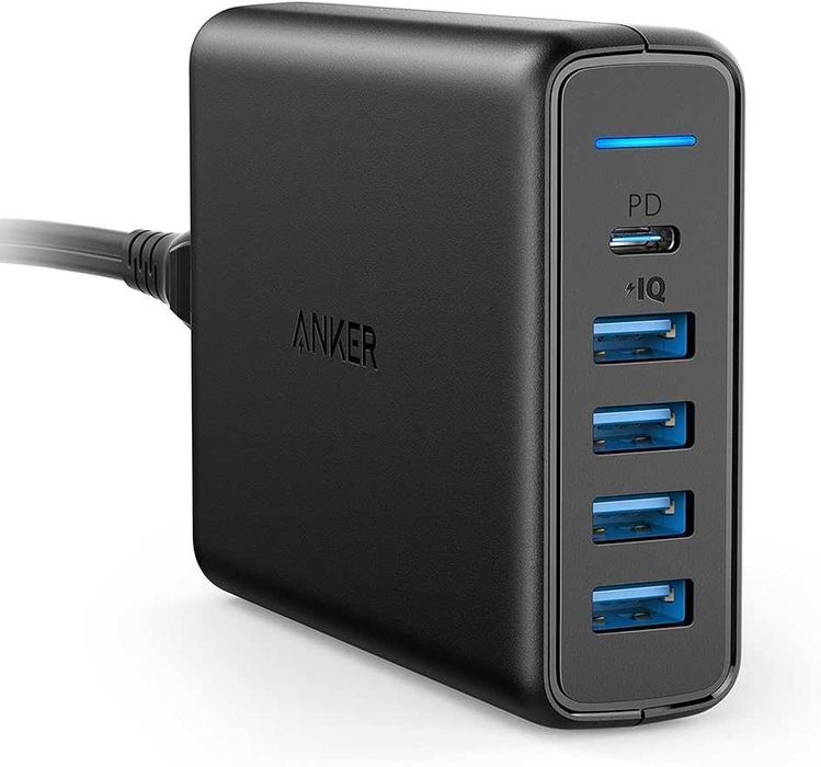 Carregador de parede Anker PowerPort PowerIQ 5-Port USB C Charger 60W