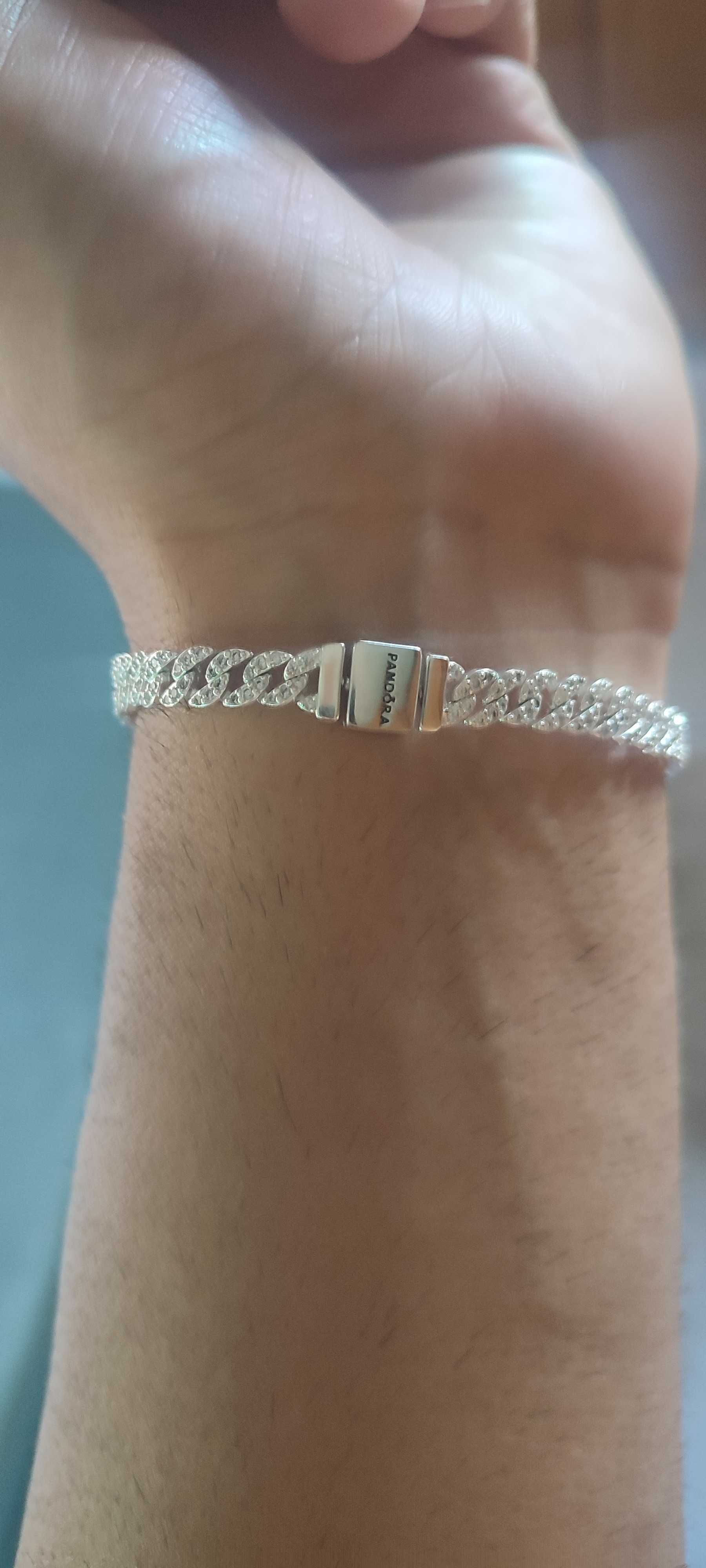 Pandora-Pulseira de Corrente Cubana Pavé