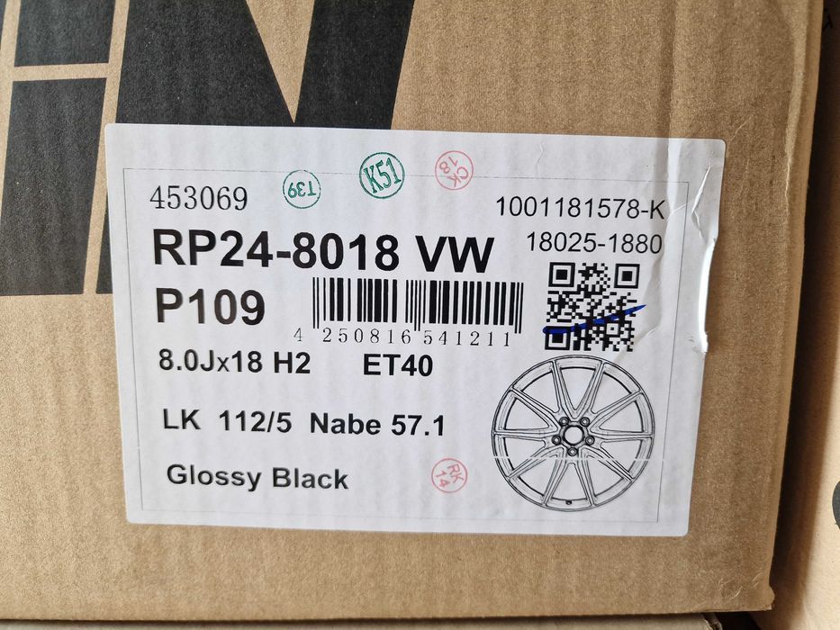 Nowe alufelgi VW 18" 5x112 PASSAT B5 B6 B7 B8 CC T-ROC - Czarne