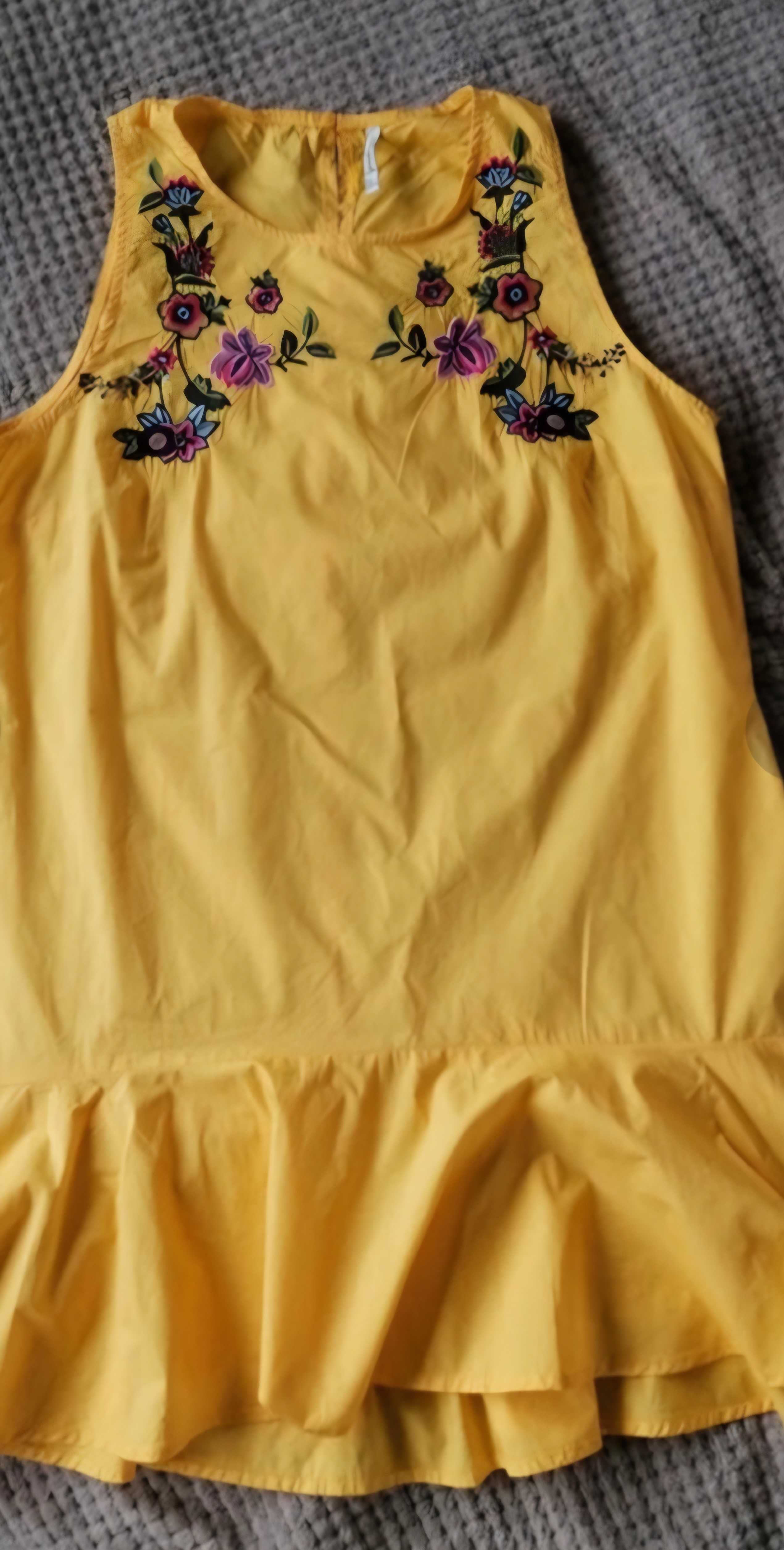 Sukienka żółta na lato Stradivarius r.L na ramiączkach, koszulowa