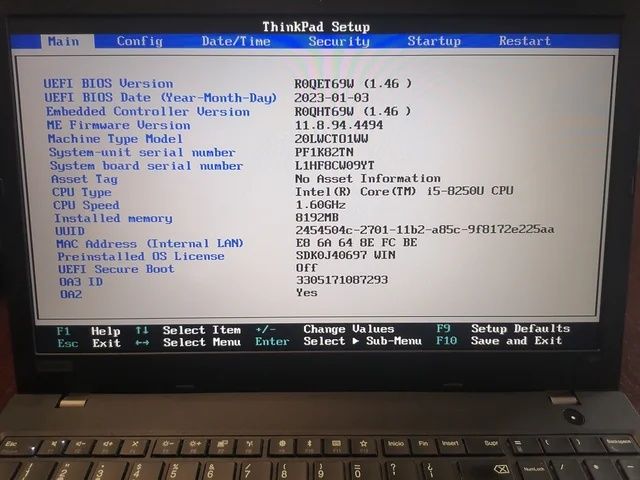 Placa-mãe Lenovo ThinkPad L580