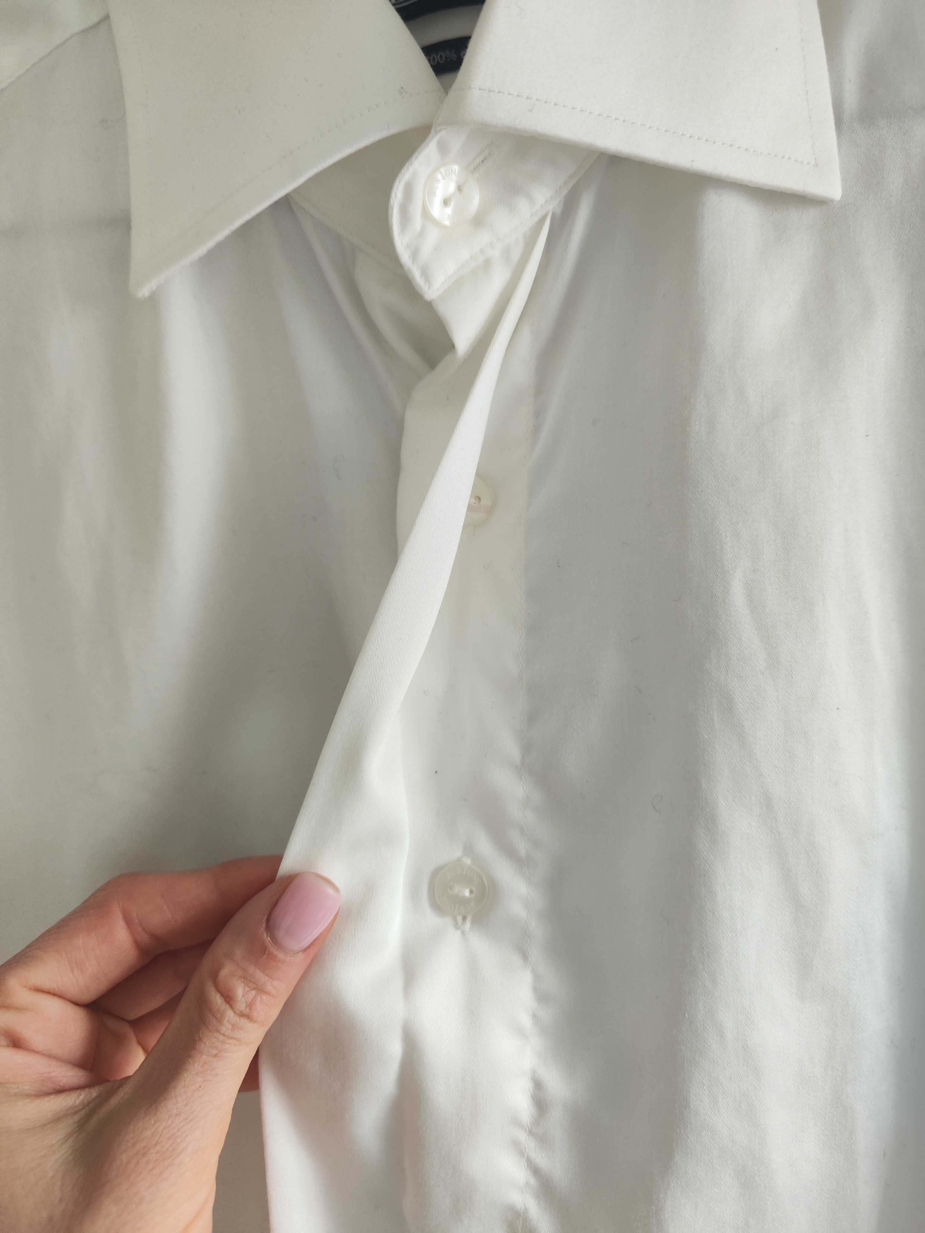 Koszula ślubna męska Albione 40 bawełniana elegancka śmietankowa ivory