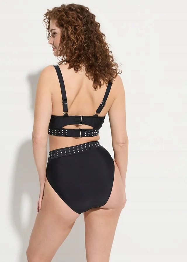 B.P.C biustonosz bikini czarny ze srebrnymi dżetami usztywniany 90C.