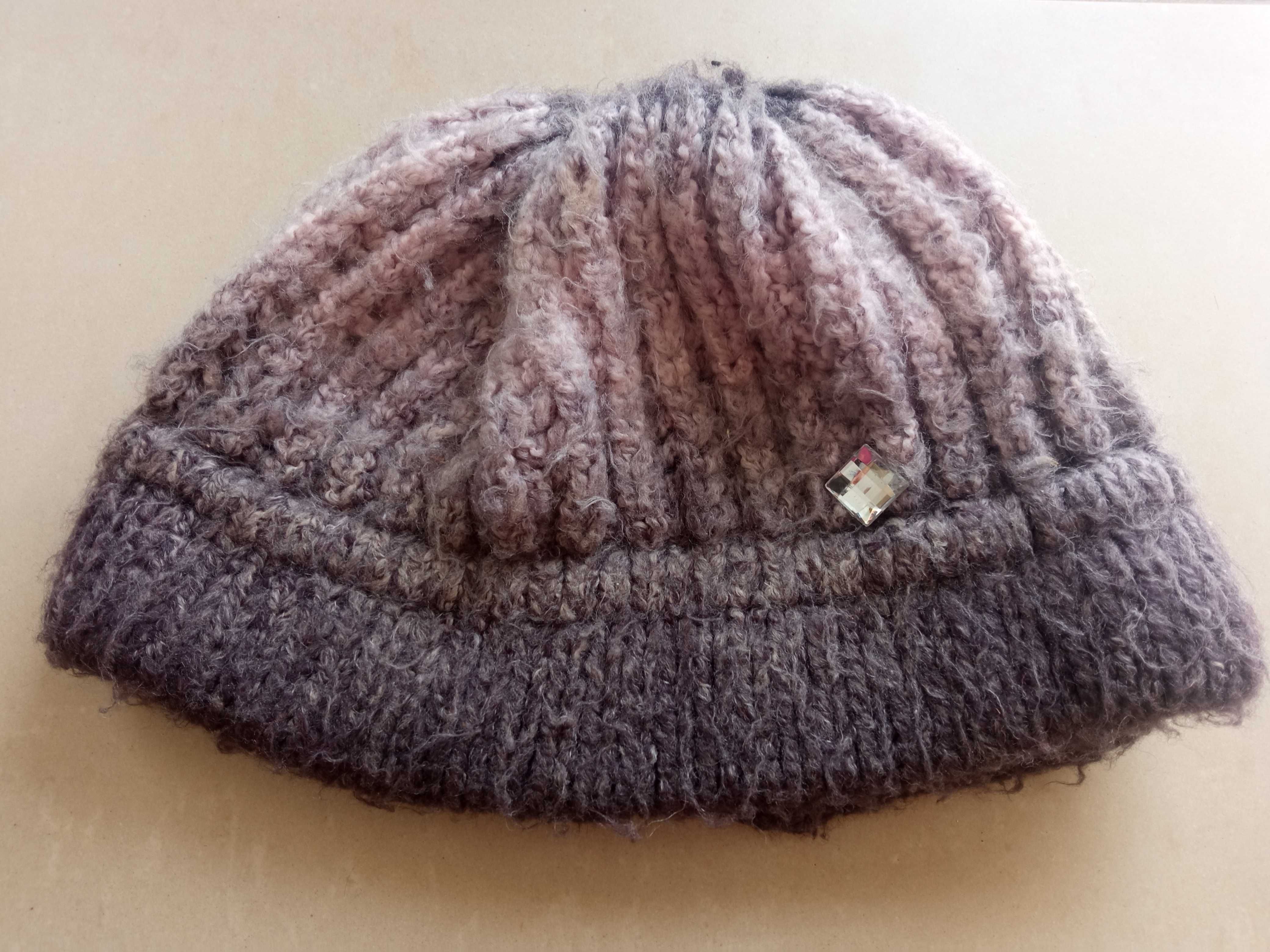 Komplet damski zimowy czapka fioletowa szalik fioletowy r 56