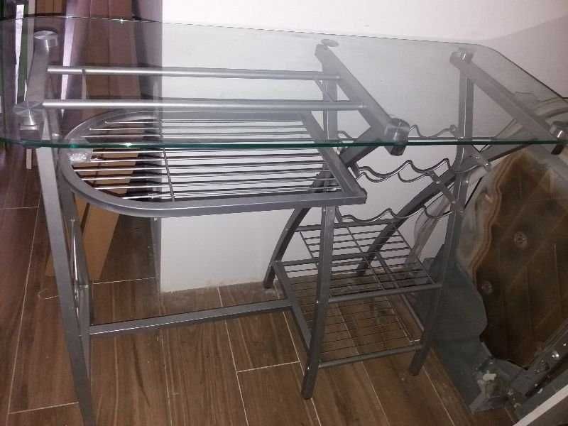 barek z blatem szklanym 120 cm x 45 cm ( stan bdb. ) tylko 195 zł