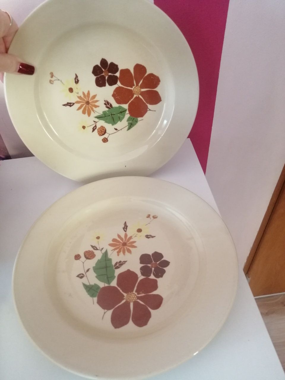 Talerze obiadowe PRL porcelana Tulowice