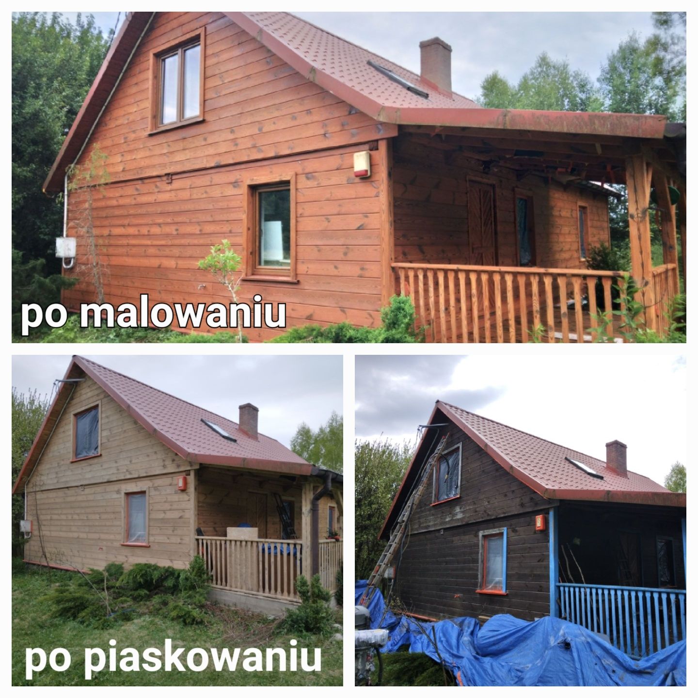 Piaskowanie, Sodowanie domow drewnianych, drewna, cegly