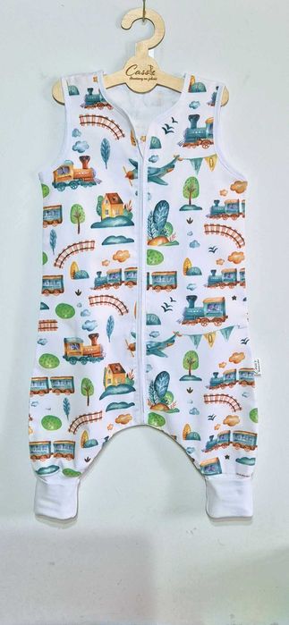 Śpiworek z nogawkami standard 1,6 tog rozmiar 122 wzór Lokomotywa kol