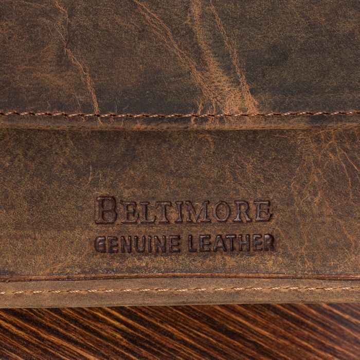 Portfel skórzany męski brązowy nubuk poziomy skóra ciężarówka RFiD