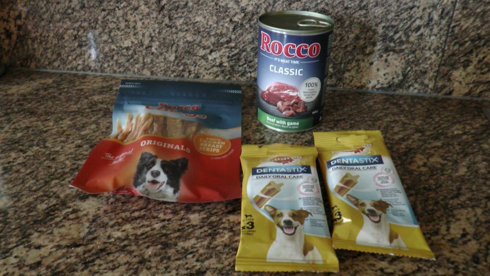 Rocco chings, pierś z kurczaka w paskach 75g+dentastix+puszka
