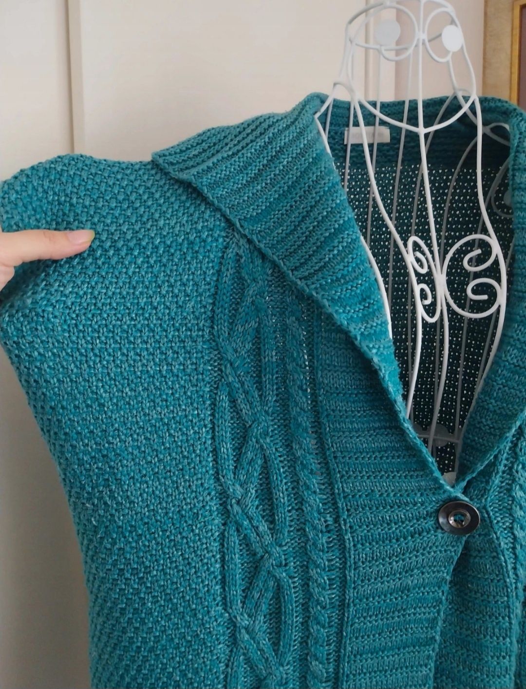 Cardigan azul turquesa | Bonita Germany | Tamanho XL oversize