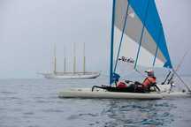kayak pedais e vela para pesca ou lazer, hobie mirage aventure island