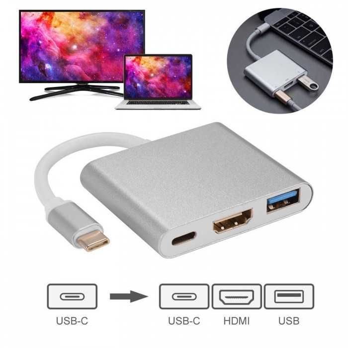Adaptador USB-C para HDMI - USB 3.0 - USB-C 3 em 1 - Tipo Type C