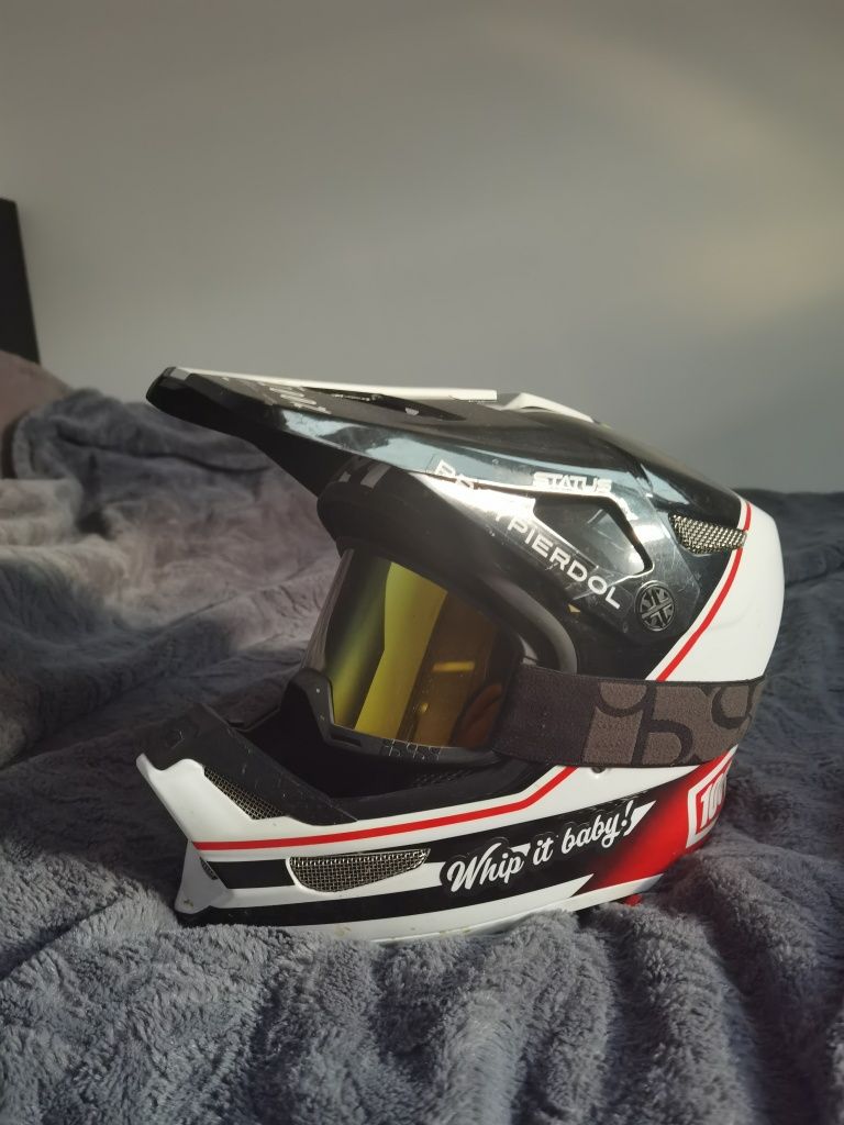 Kask rowerowy 100% Status Patrima oraz gogle IXS Hack