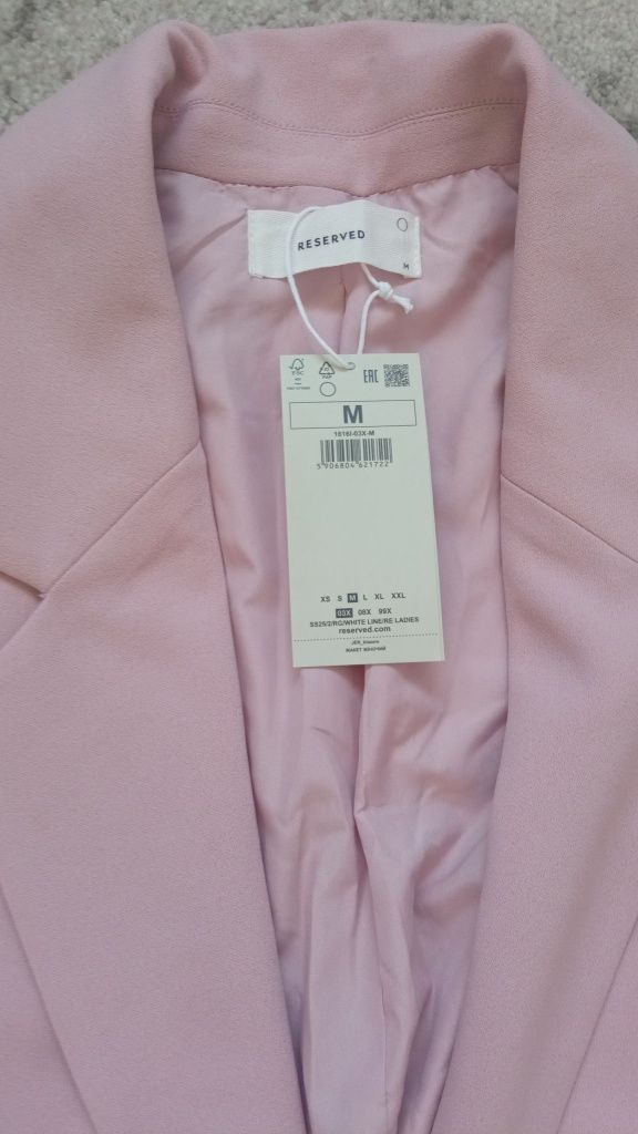 Garnitur marynarka spodnie pudrowy róż r.M Reserved