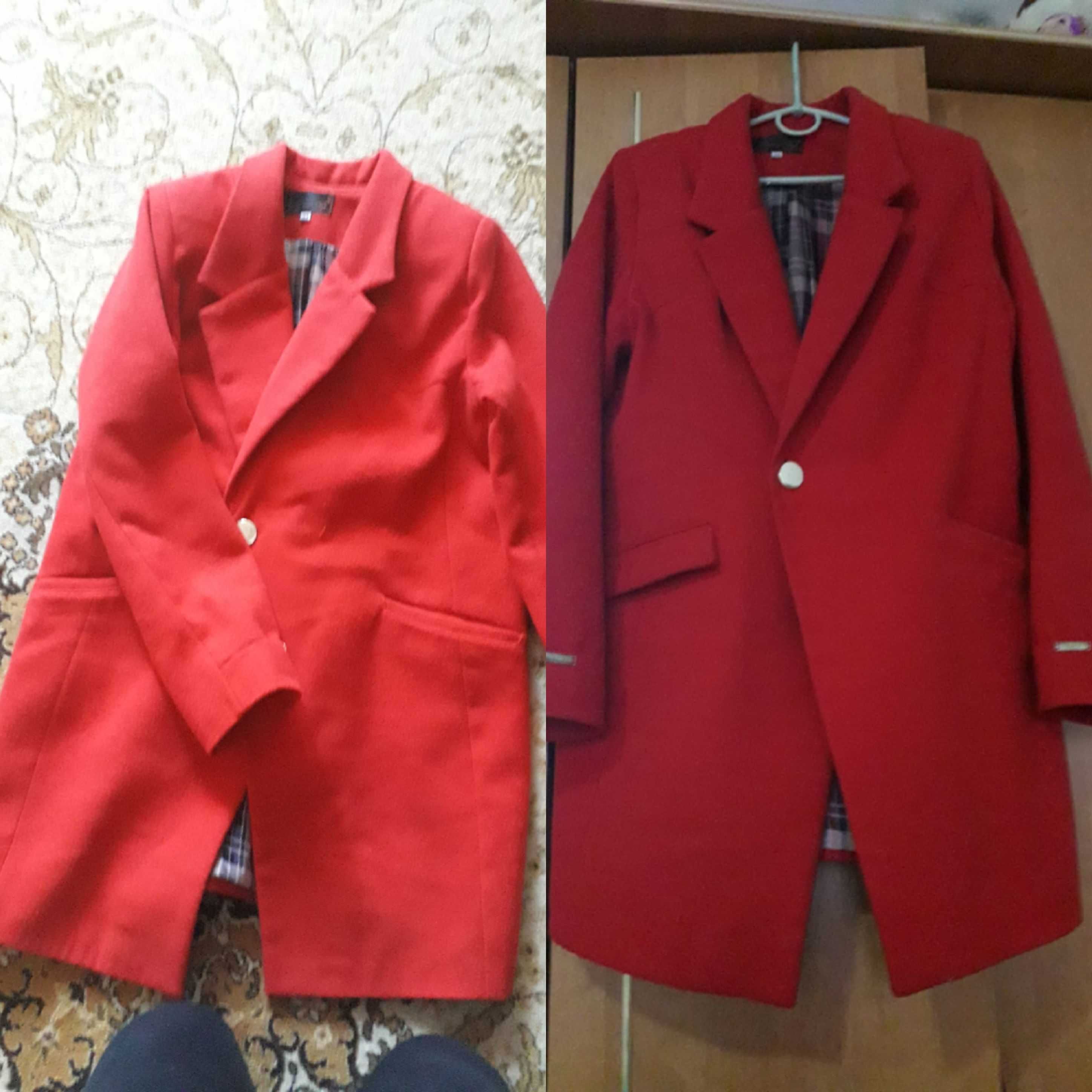 Пальто кашемірове,пальто червоне,пальто коротке оверсайз