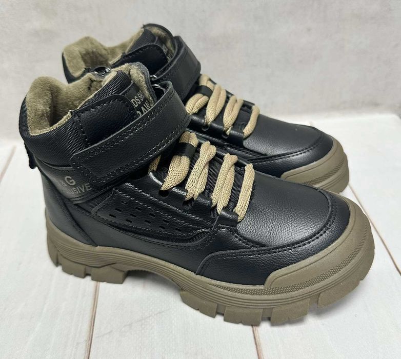 Дитячі черевики демі Jong Golf утеплені для дівчинки чорн/бежев 32-37