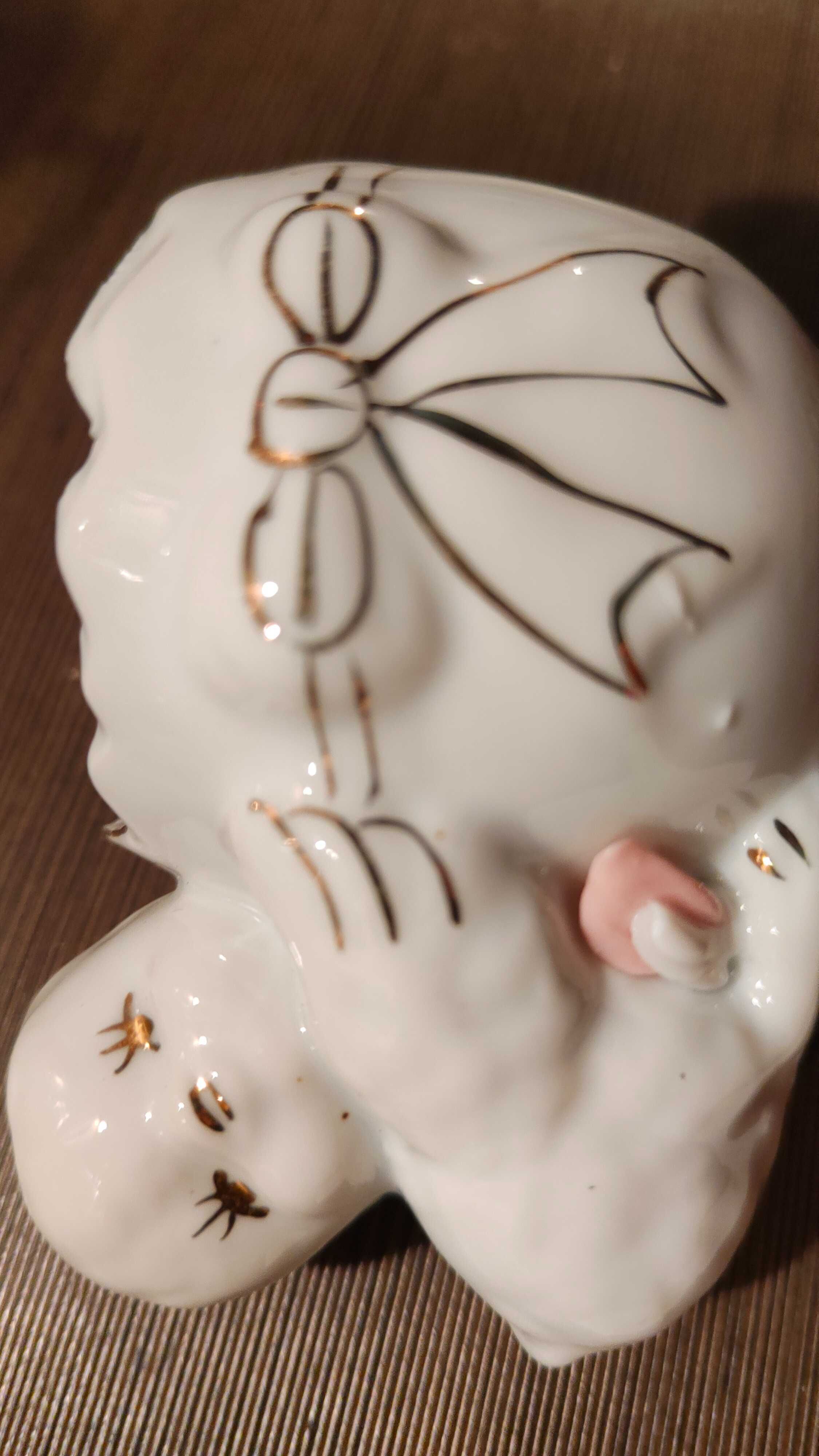 Dwa porcelanowe kurczaczki słodka ozdoba