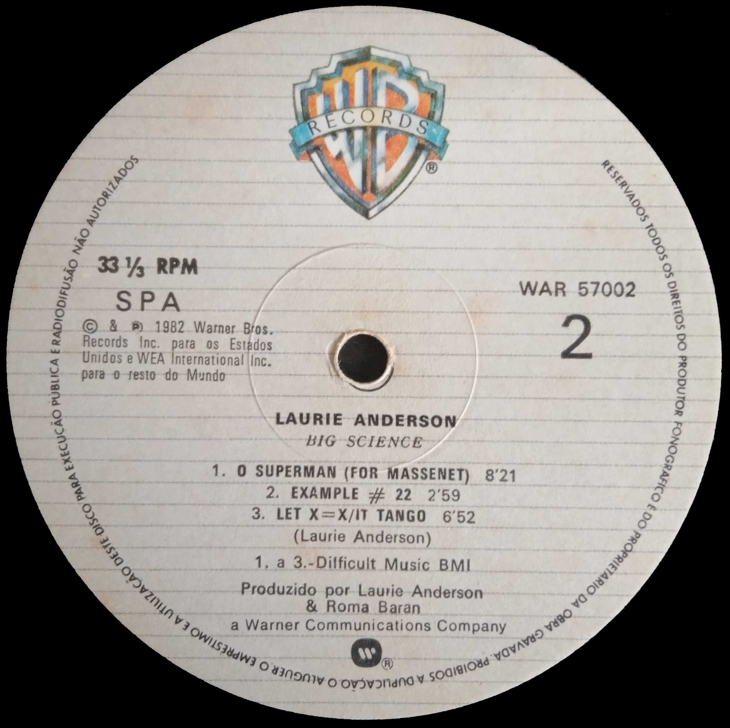 Laurie Anderson	- - - - -	Big Science	- - - - -	LP