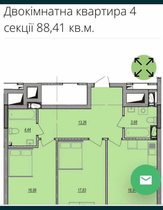Продаж просторої 2-к ЖК Olympic Park, Бажана 17, поруч метро, Без %