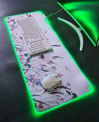Podkładka GAMINGOWA pod myszkę na biurko w kwiaty LED RGB