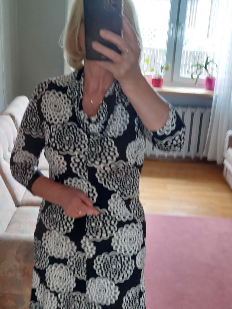 Biało-czarna sukienka. Taifun Collection. Rozmiar M