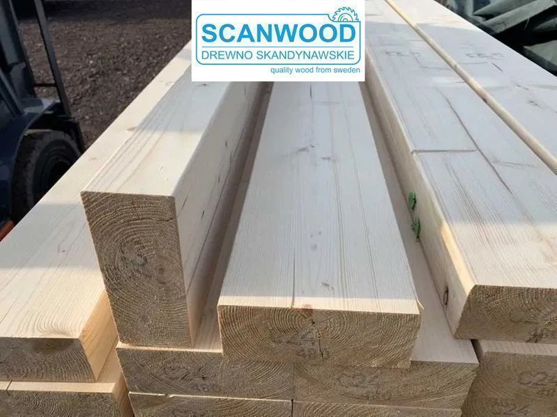 Drewno C24 konstrukcyjne, kantówka 45 x 170 mm, suszone i strugane