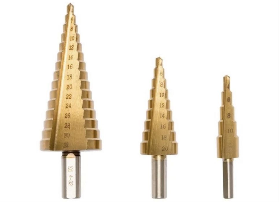 Конусные ступенчатые сверла из ГЕРМАНИИ. Parkside, 3 шт