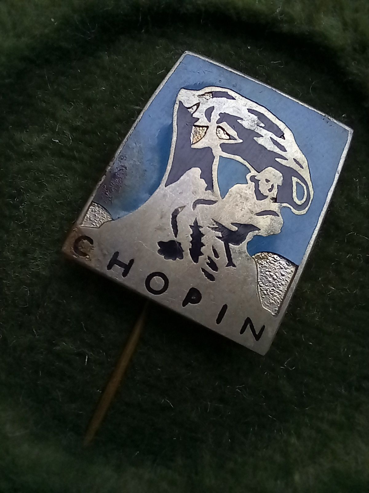 Chopin pin pomnik przypinka broszka stara prl