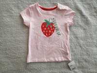 Nowa różowa bluzka z krótkim rękawem truskawka Mothercare 86