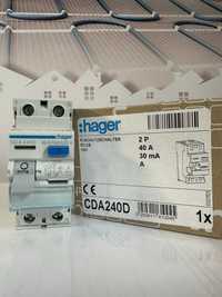 ПЗВ Диференціальне реле Hager 2x40 A, 30 mA, A, 2м CDA240D