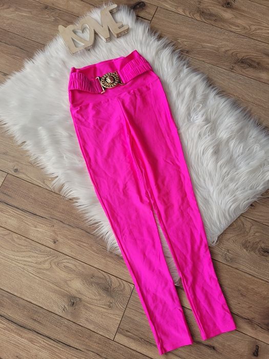 Leginsy Lycra La Diva róż neon  klamra lew polski producent