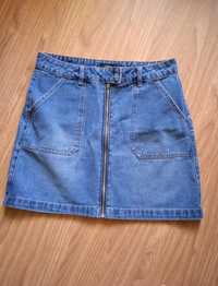 Женская джинсовая юбка трапеция на молнии М