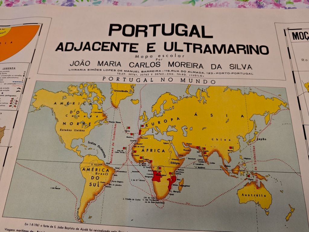 Poster Cartaz Vintage Original - Mapa Portugal Adjacente e Ultramarino