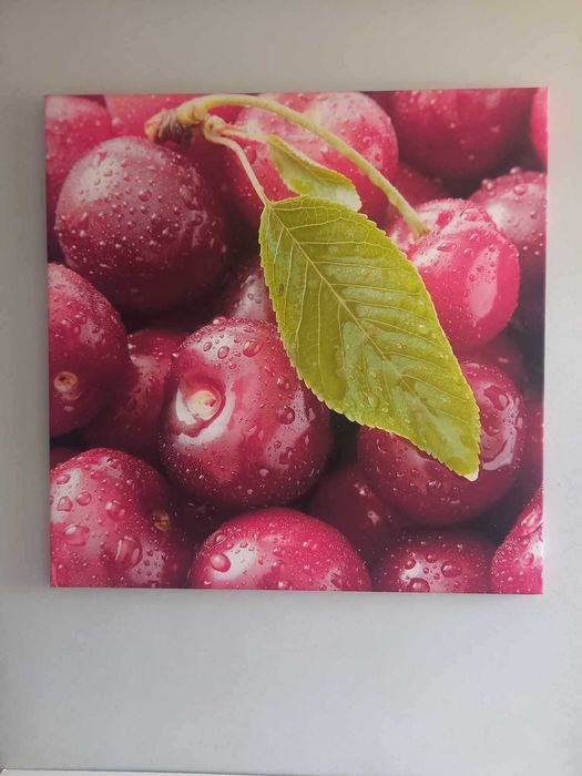 Obraz kuchenny "soczyste czereśnie" 80x80cm