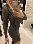 Zara Sukienka khaki zielona mini długi rękaw Just Unique XS S M L