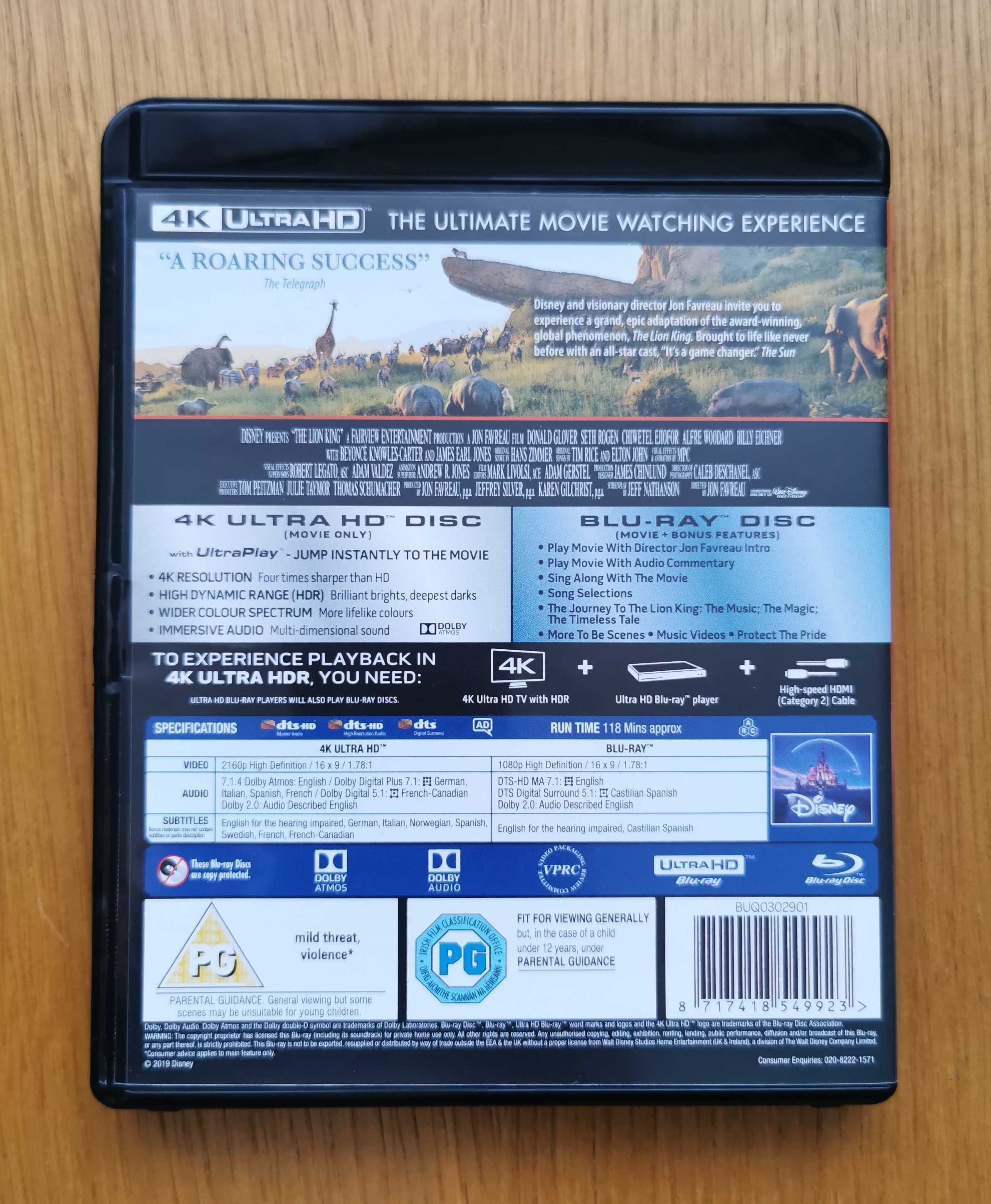 The Lion King 4K UHD (Król Lew) 2x Blu-ray 4K (En) (2019) Disney