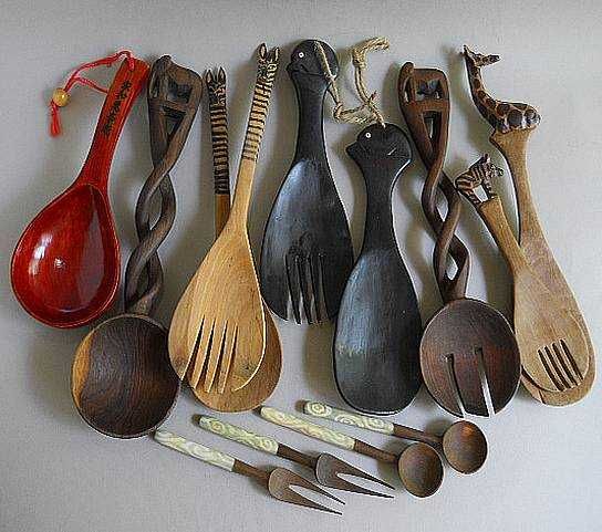 Винтажные декоративные сервировочные наборы из натурального дерева