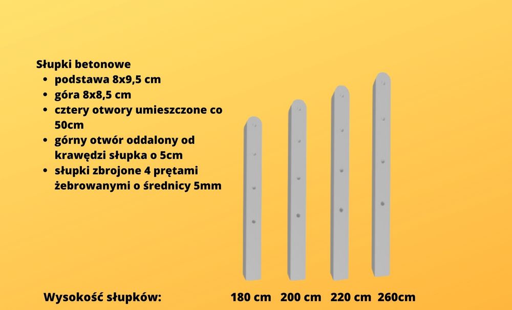 Słupki betonowe do sadu, ogrodzeń