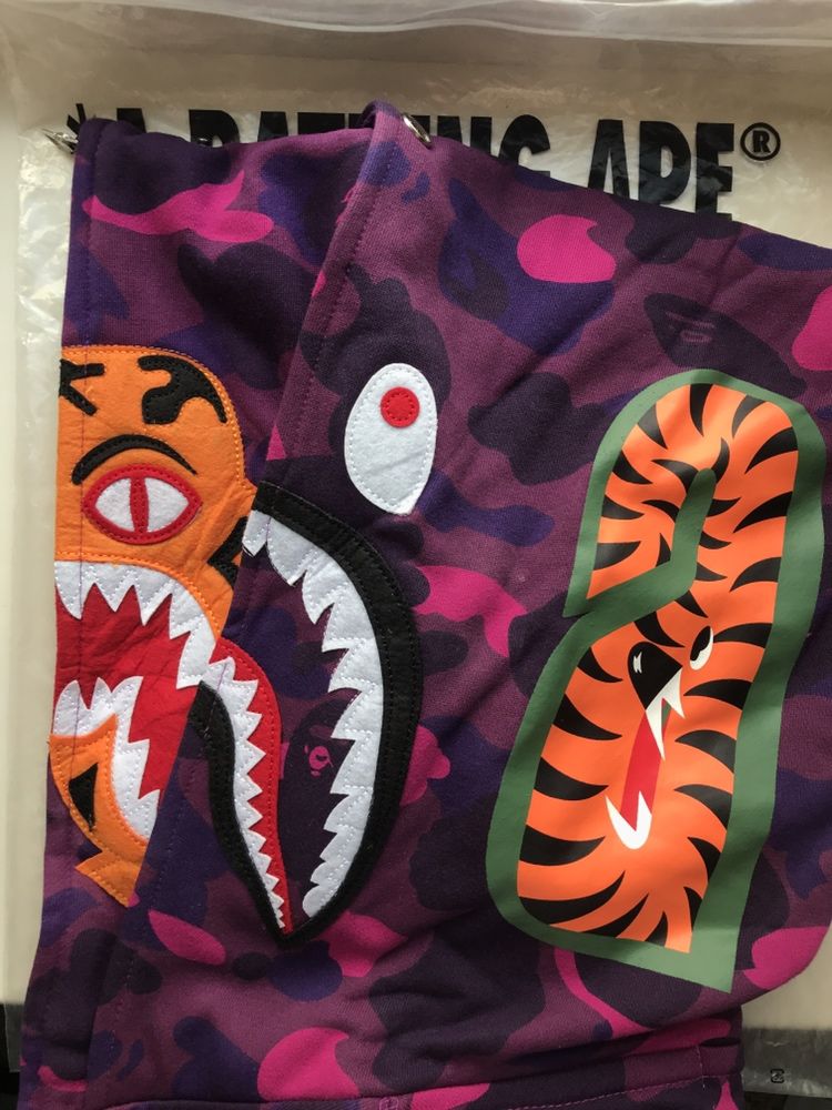 Bape hoodie tiger 2 hood shark purple red blue camo