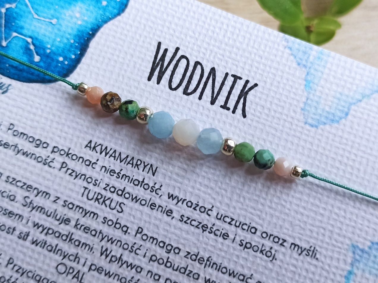 Wodnik bransoletka na szczęście, kamienie amulet