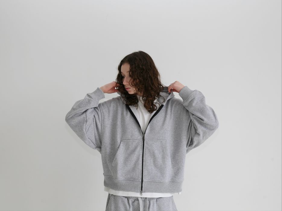 Сірий зіп худі M40 Oversized BOXY FIT зип худи зипка оверсайз меланж