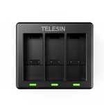 NOVO TELESIN Carregador Triplo p/ GoPro 9 / 10 / 11 / 12