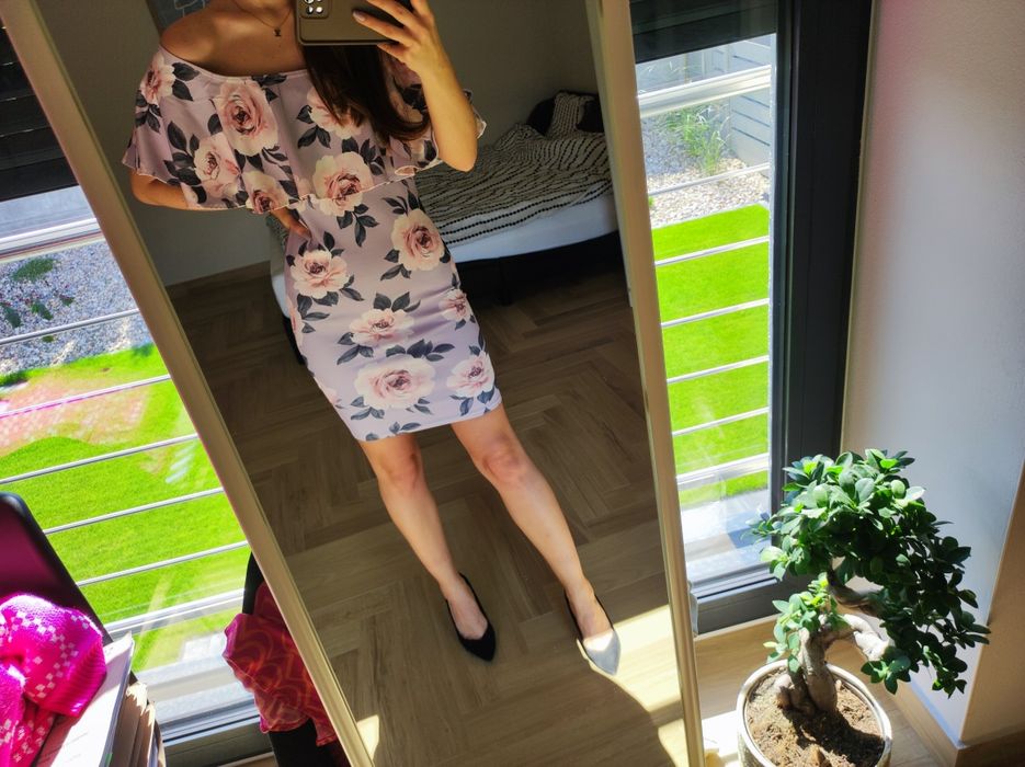 sukienka liliowa hiszpanka w kwiaty new look s