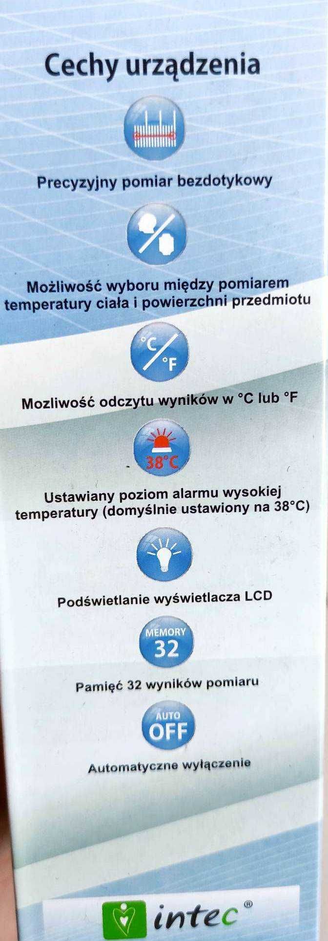 Termometr bezdotykowy na podczerwień Intec HM468, pudełko + etui