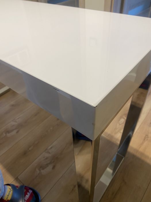 Konsola/biurko glamour wysoki biały połysk