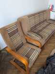 Komplet rozkładana sofa i wygodny fotel, używane