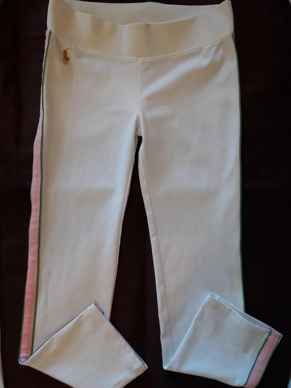 Спортивные штаны на широкой резинке с розовыми лампасами ralph lauren