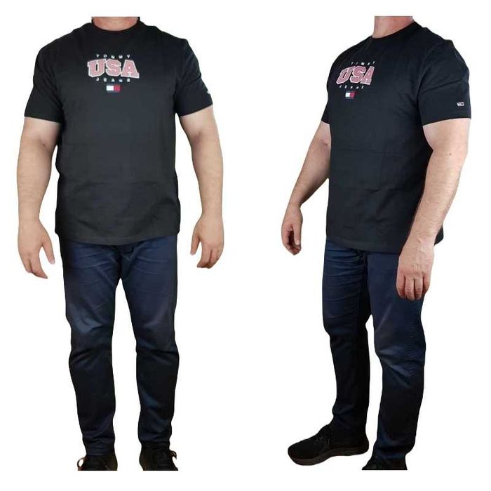 Męska koszulka Tommy Jeans USA T-shirt czarna Hilfiger oryg. nowa -XXL